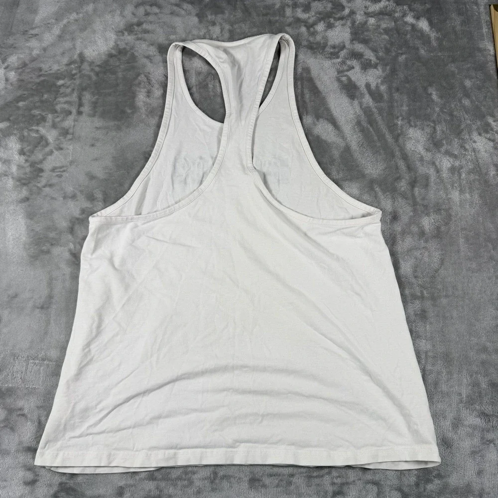 Gymshark Tank Top Mens Large White With Black Graphic Logo Cotton Blend